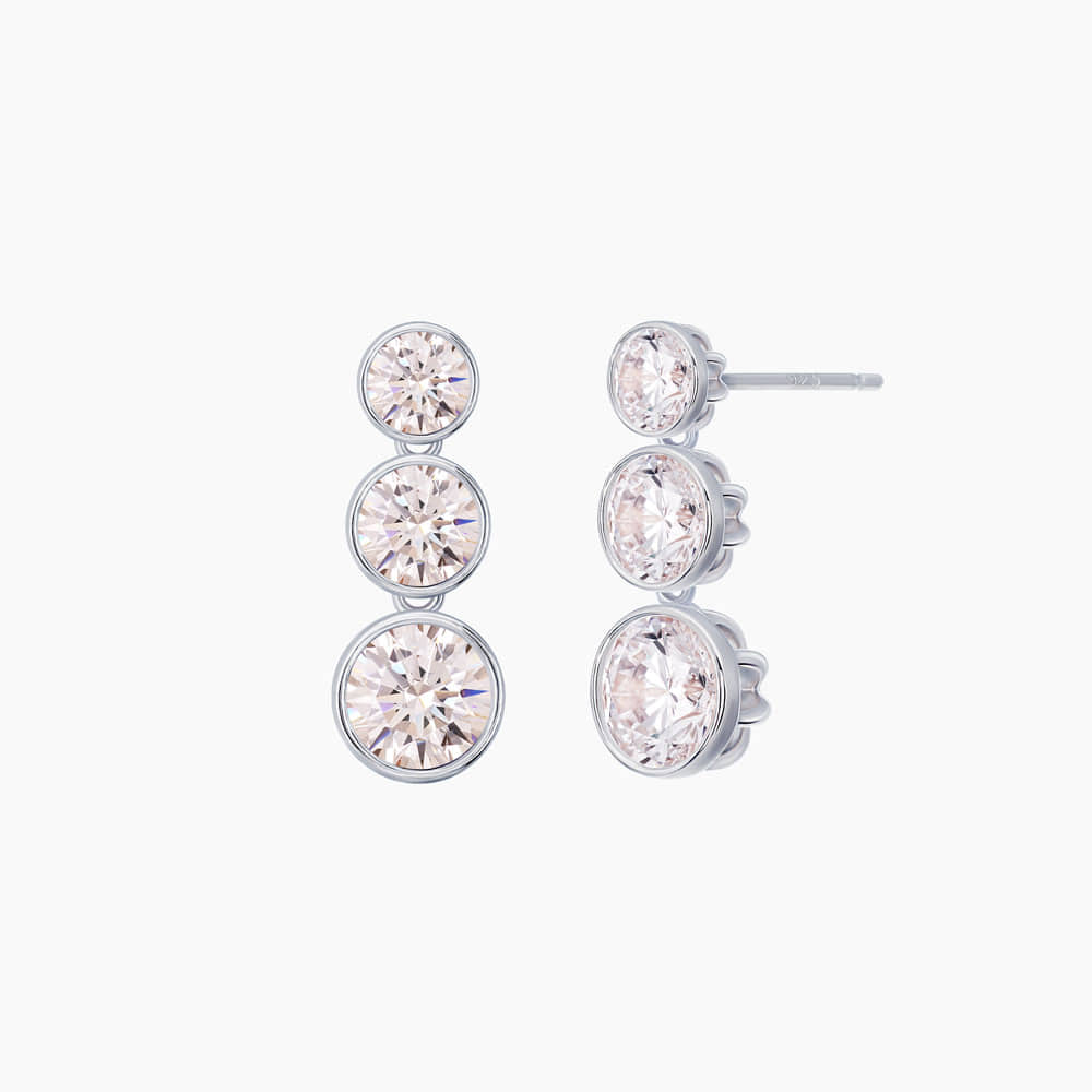 Triple Cubic Zirconia Drop Earrings