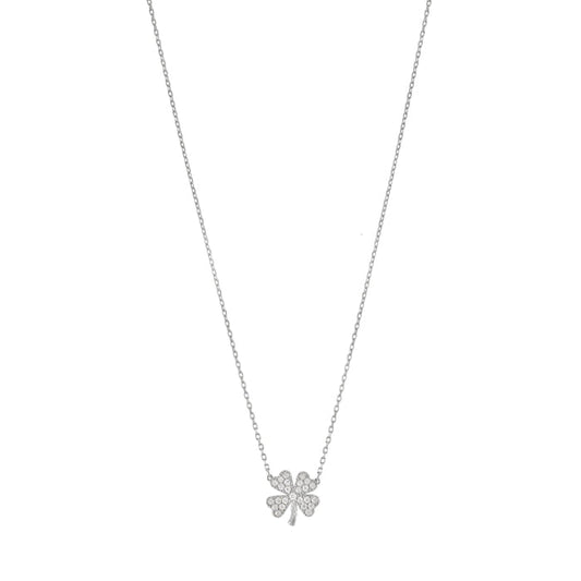 Four Leaf Clover CZ 925 Silver Necklace