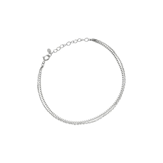 Layered Box Chain 925 Silver Bracelet