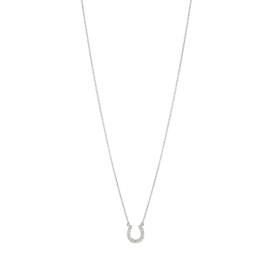 Horseshoe Tiny CZ Pendant 925 Silver Necklace