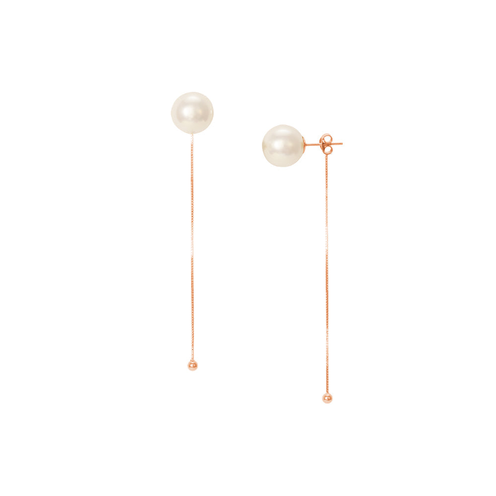 Freshwater Pearl Stud Thread  Back Chain Earrings