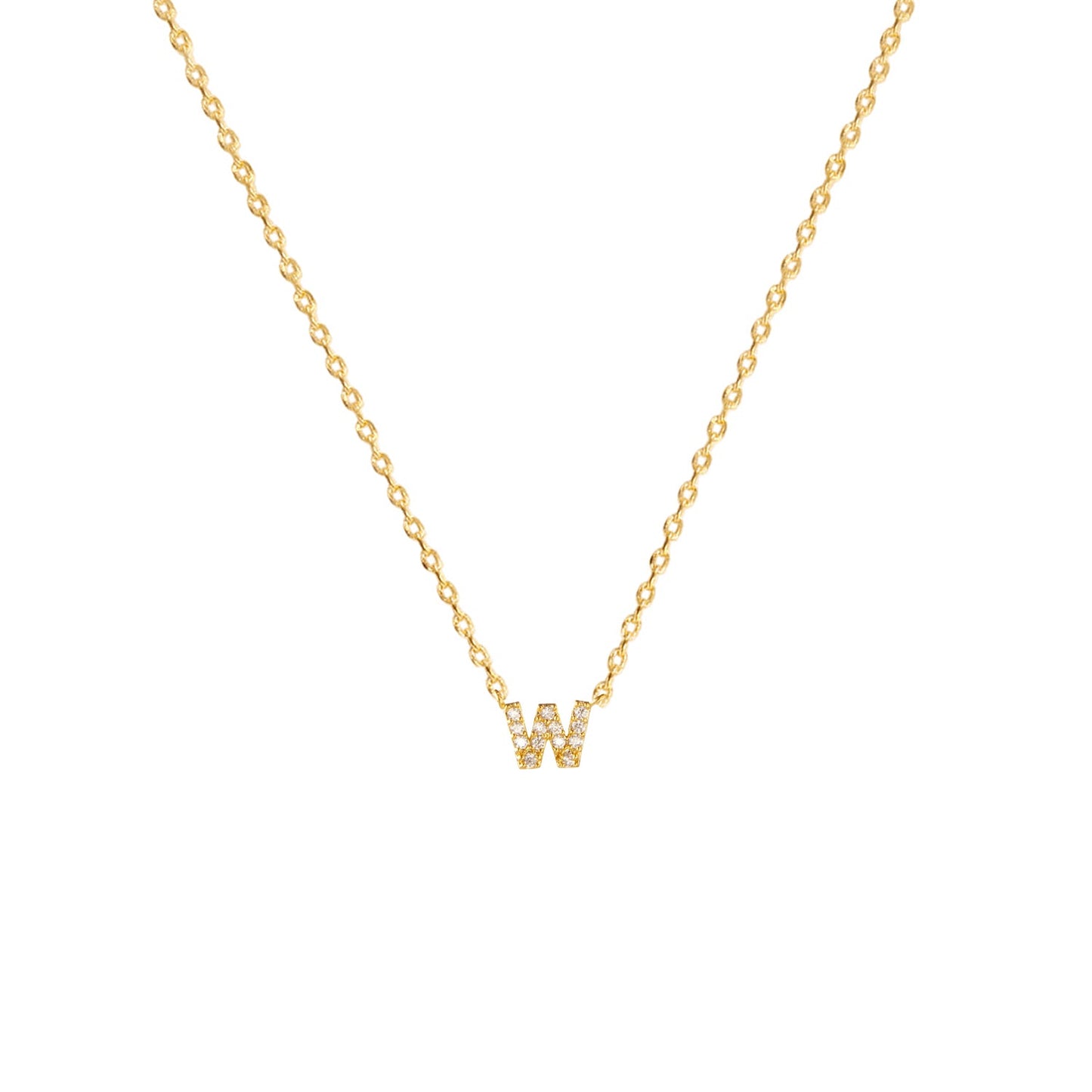 Tiny Initial Cubic Zirconia Pendant Necklace