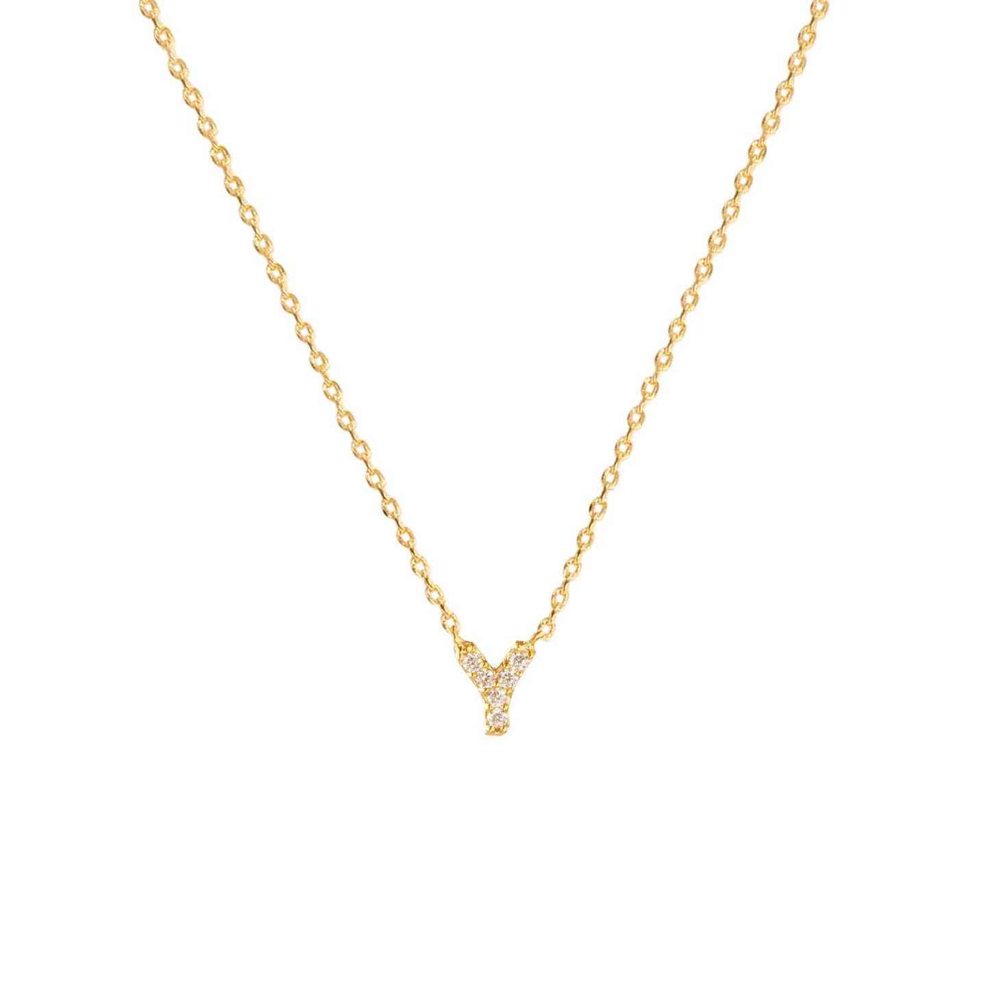 Tiny Initial Cubic Zirconia Pendant Necklace