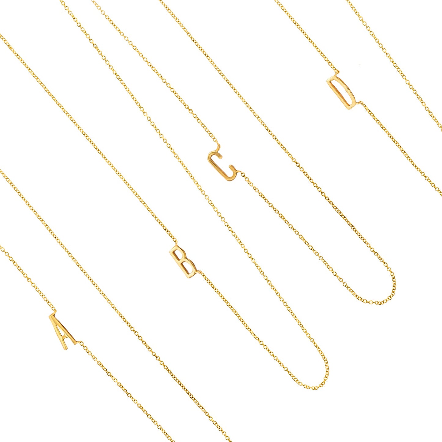 Initial Sideways Alphabet Letter Pendant Necklace