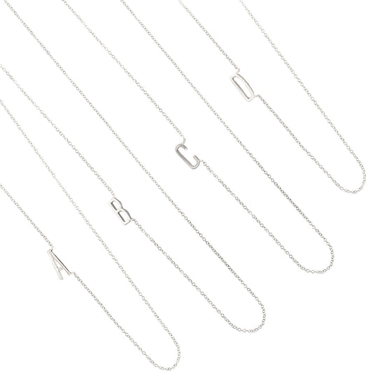 Initial Sideways Alphabet Letter Pendant Necklace