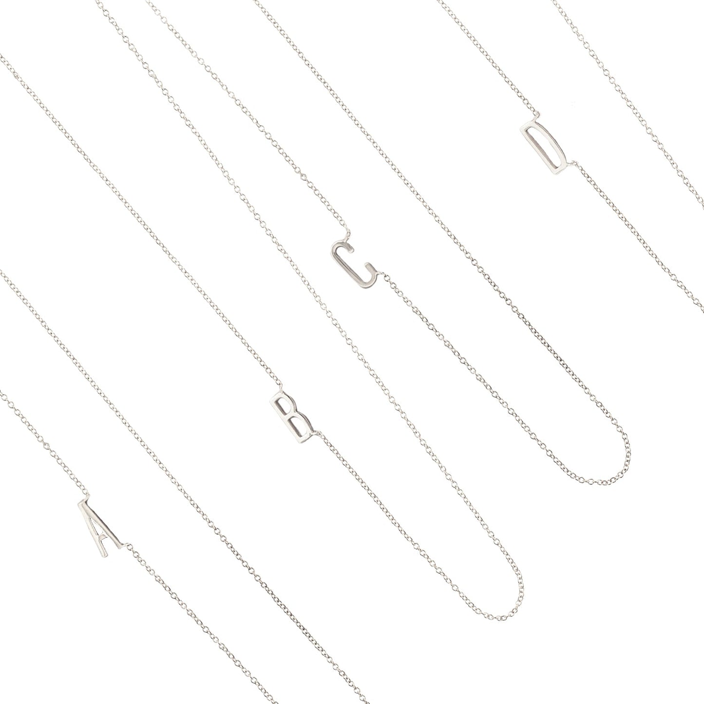 Initial Sideways Alphabet Letter Pendant Necklace