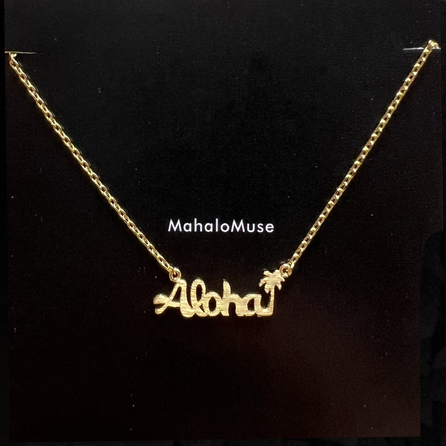 Hawaii Aloha Palm tree Letter Pendant Necklace
