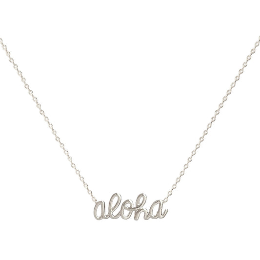 Aloha Cursive Handwritten Letter Pendant Necklace
