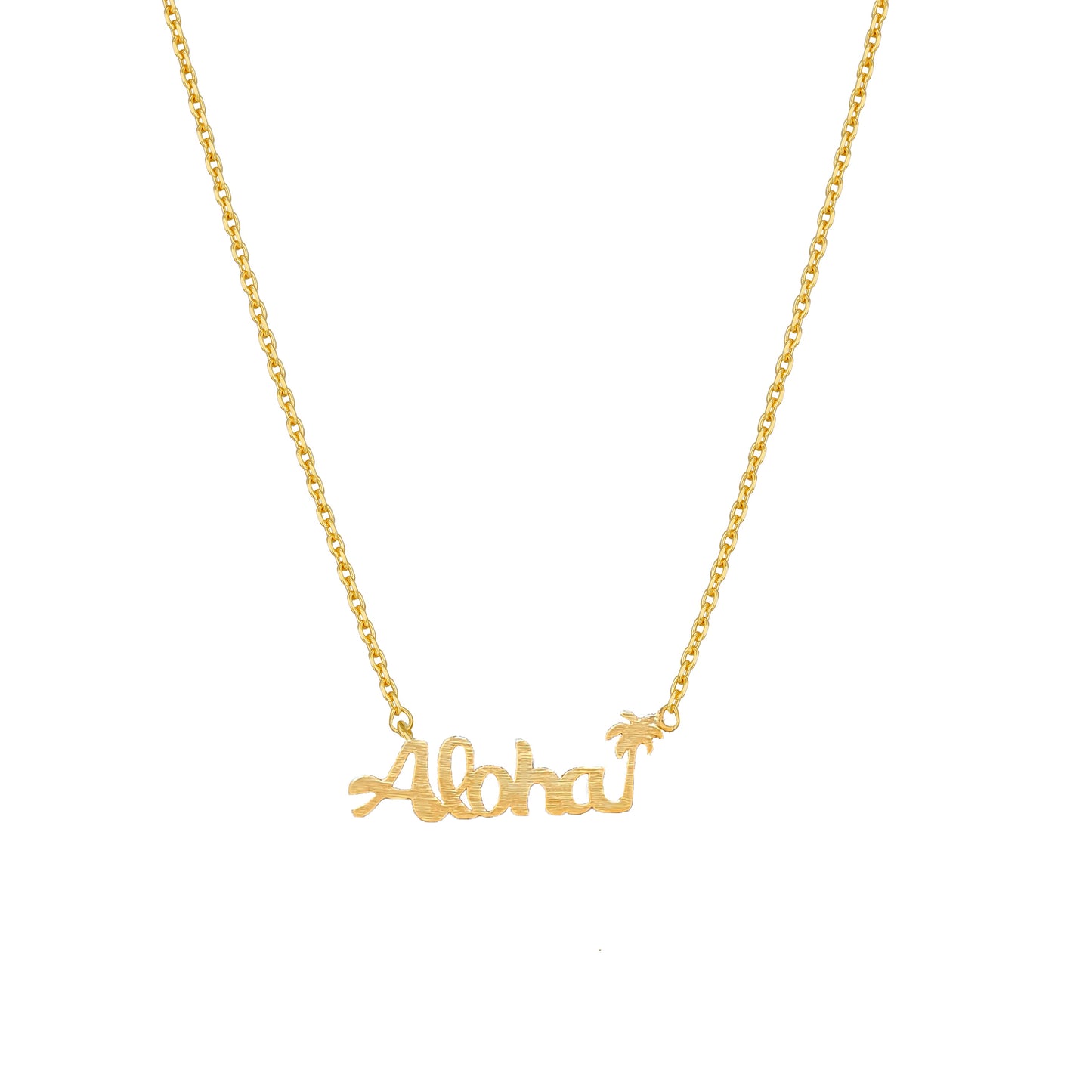 Hawaii Aloha Palm tree Letter Pendant Necklace