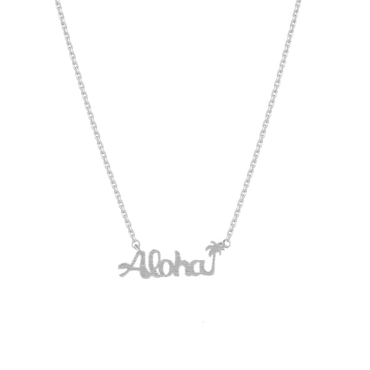 Hawaii Aloha Palm tree Letter Pendant Necklace