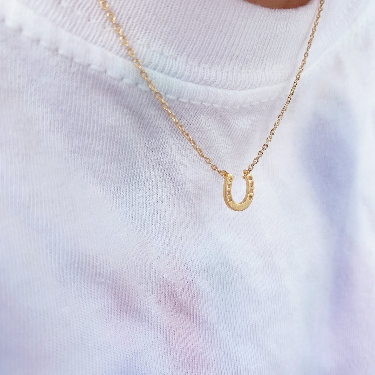Horseshoe Tiny 4 Punch Pendant Necklace