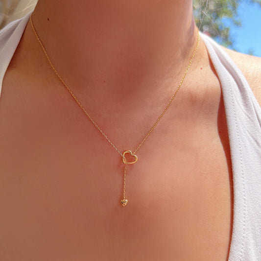 Pull Through Lariat Y Open Heart Necklace