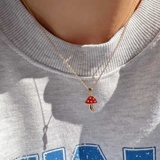 Mushroom Red Pendant Necklace