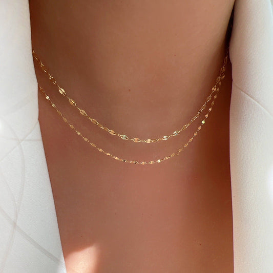 Layered Chain Set Tiny Pig nose Solid 925 Silver Necklace