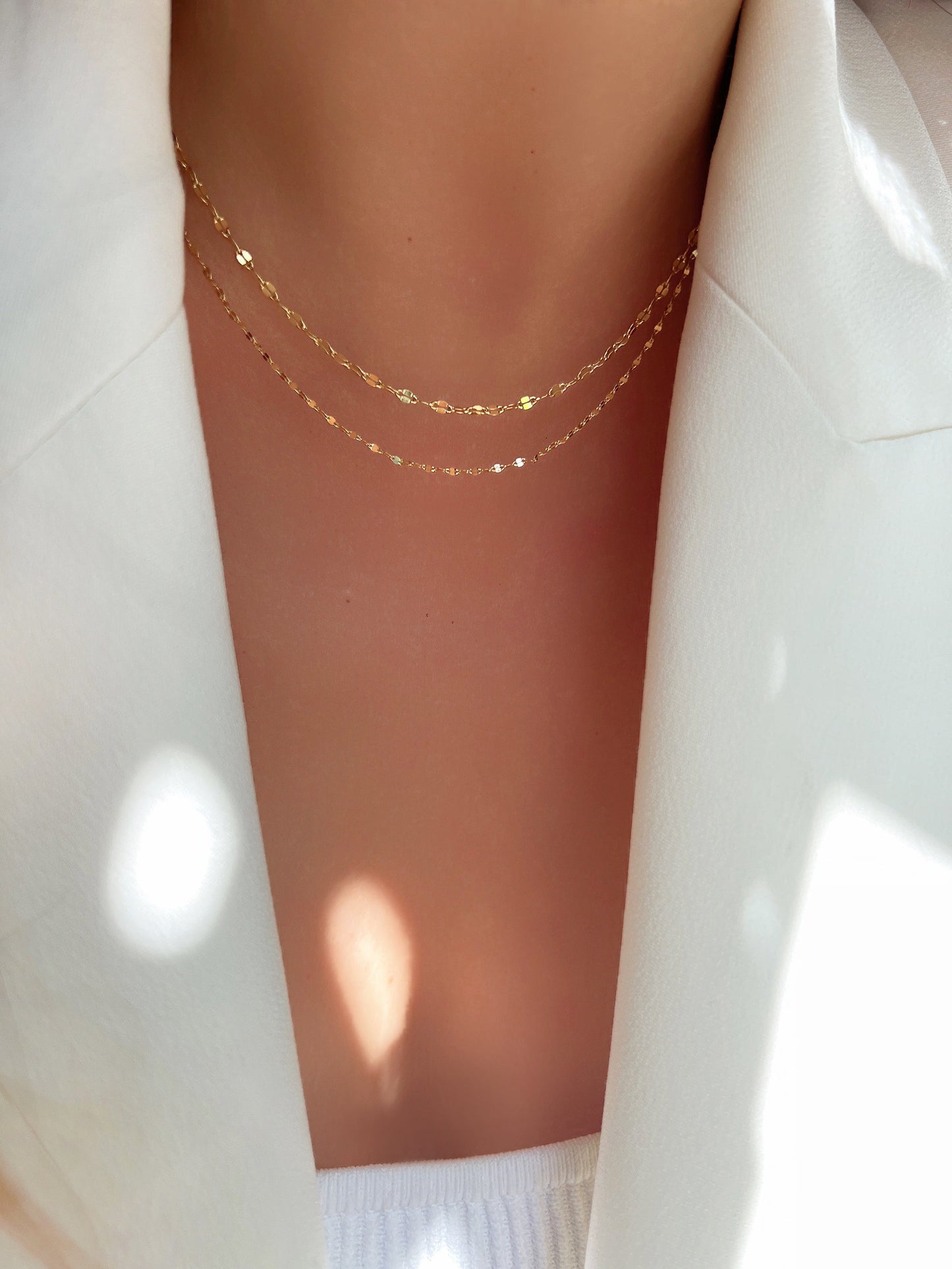 Layered Chain Set Tiny Pig nose Solid 925 Silver Necklace