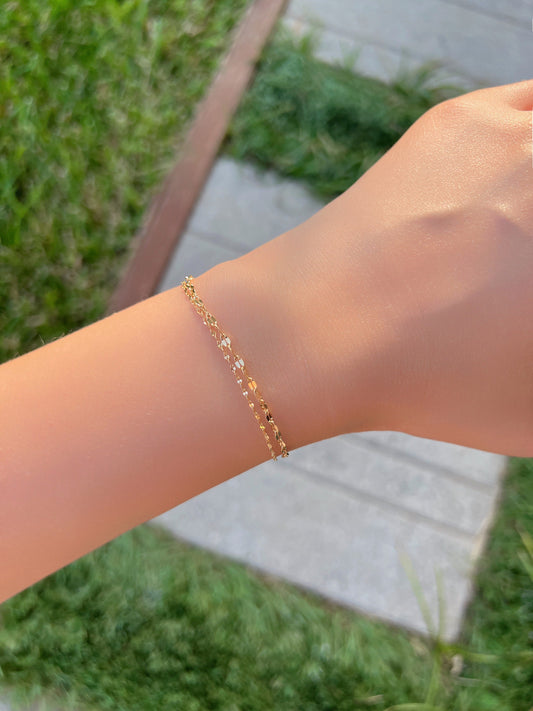 Layered Set thin pig nose Chain Bracelet