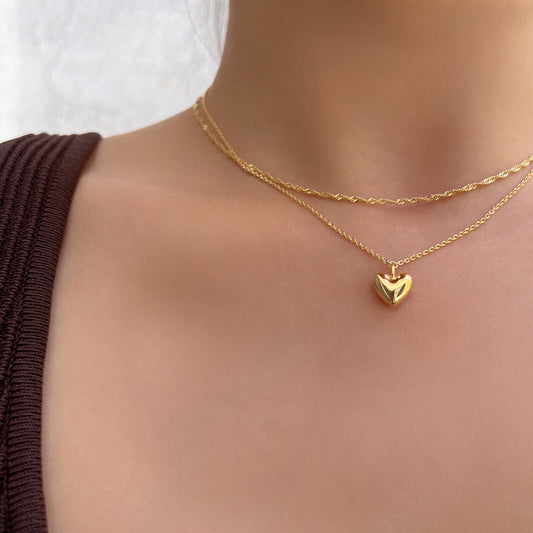 Heart Ball Charm Solid 925 Silver Necklace