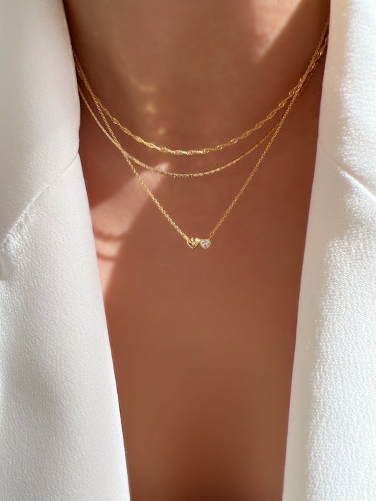 Double Heart Charm 925 Necklace