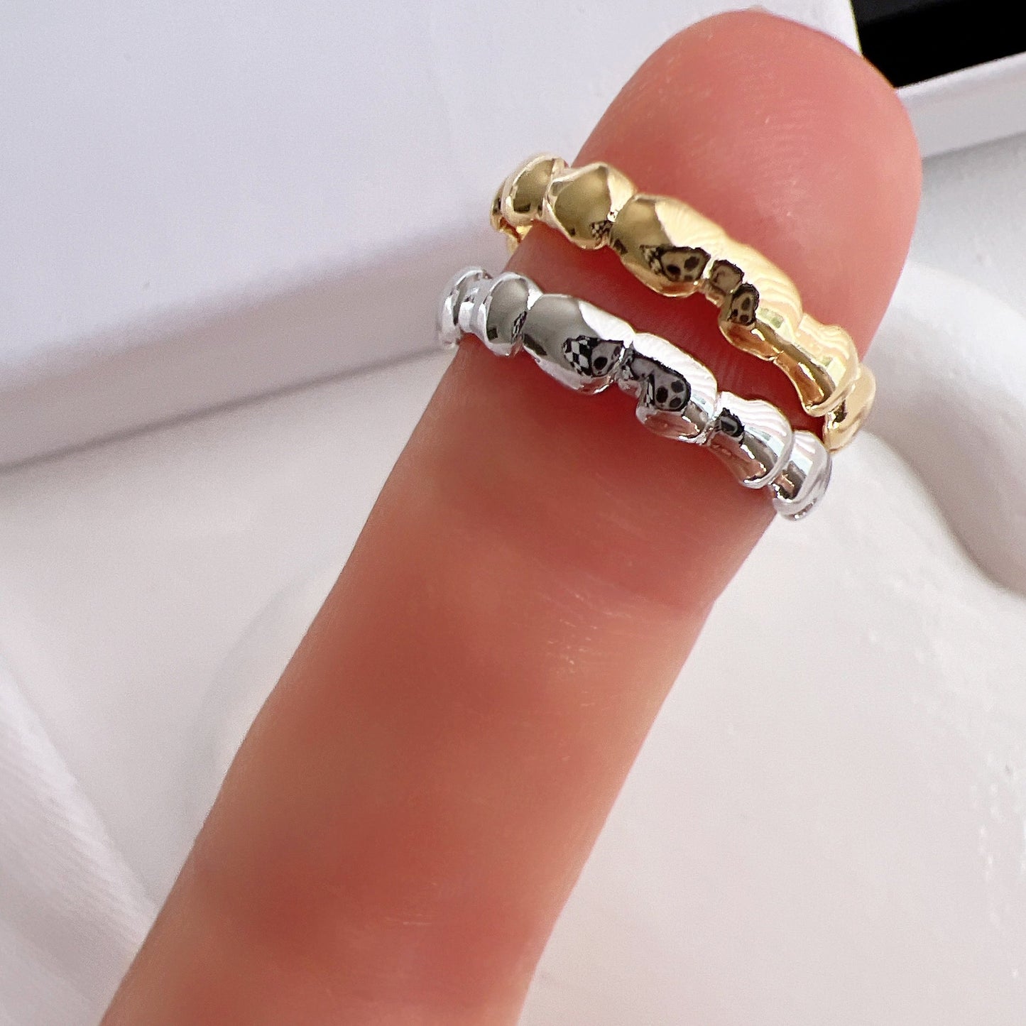 Geometric Bamboo Adjustable Band Ring