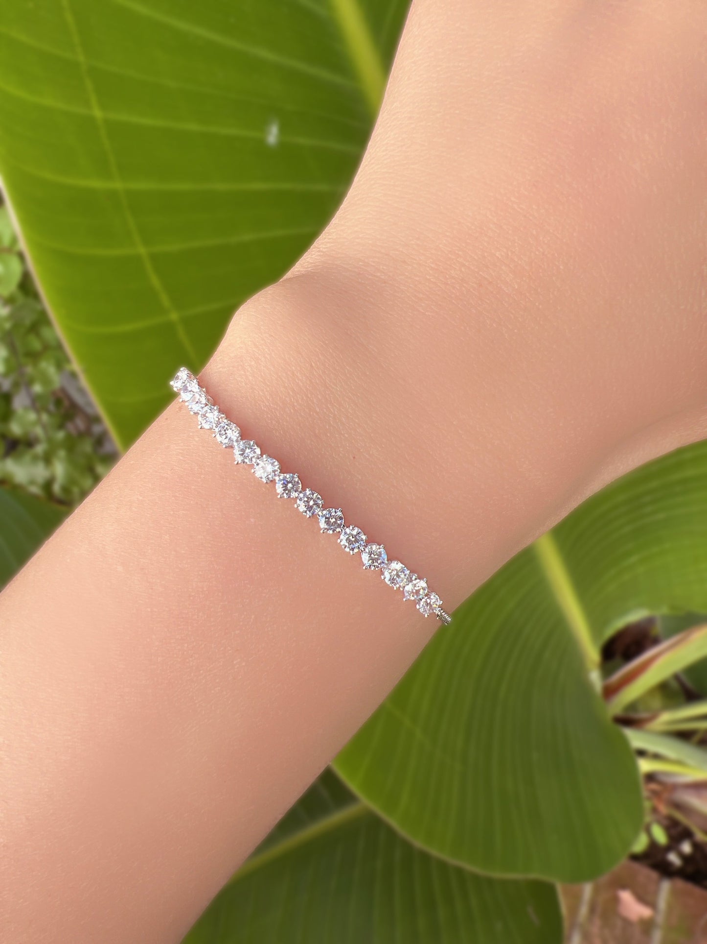 Tennis Cubic Zirconia Chain Bracelet 925 Silver