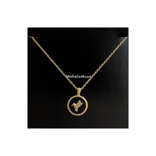Hummingbird Pendant Bird Coin Charm Necklace