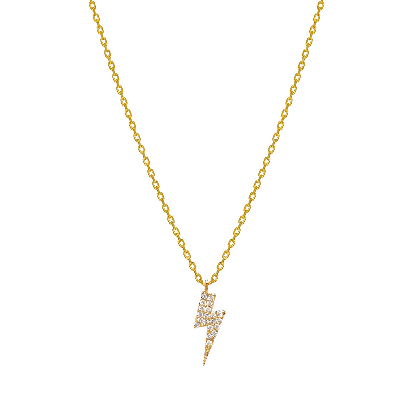 Bolt Lightning Cubic Zirconia CZ Charm Necklace