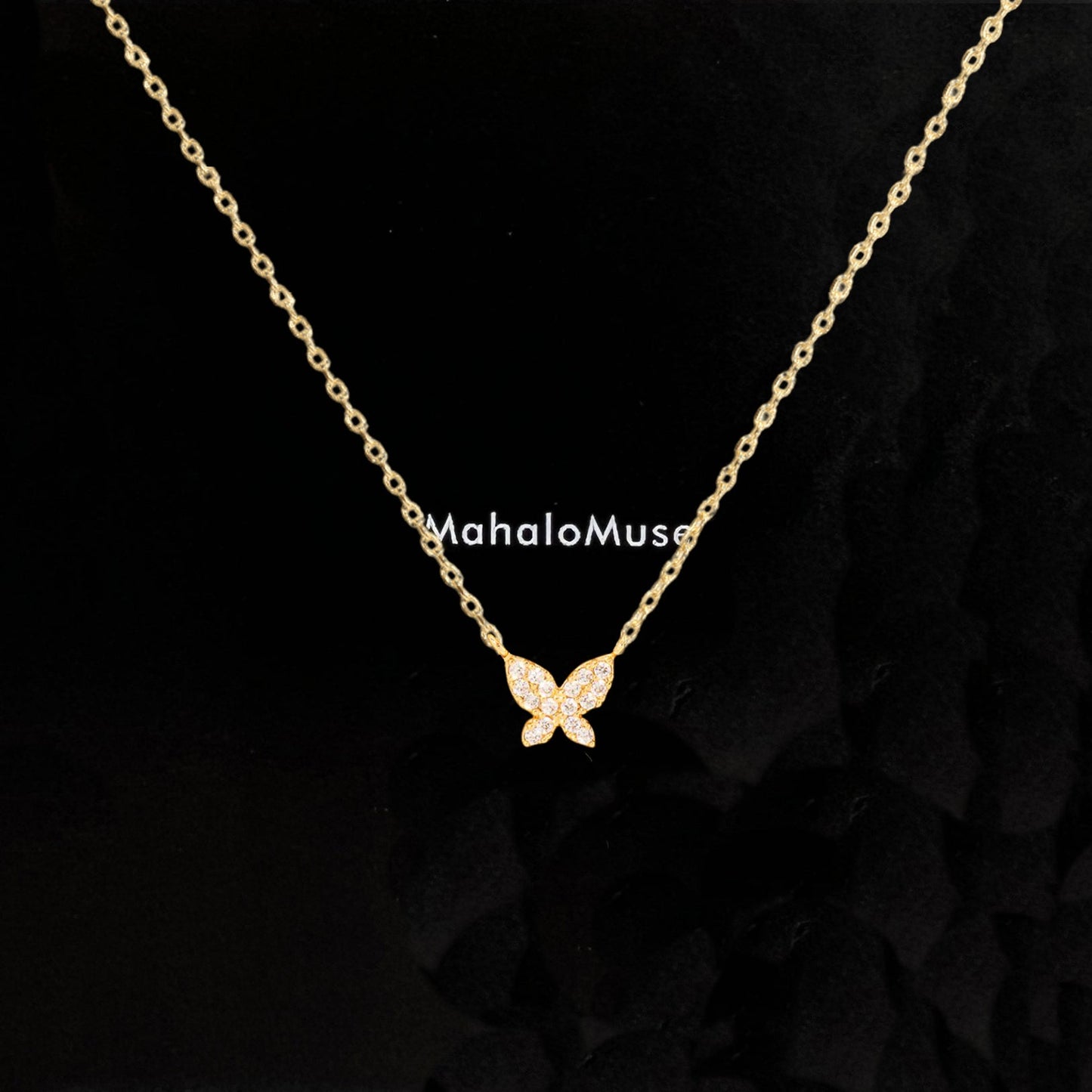 Butterfly CZ Tiny Pendant Necklace