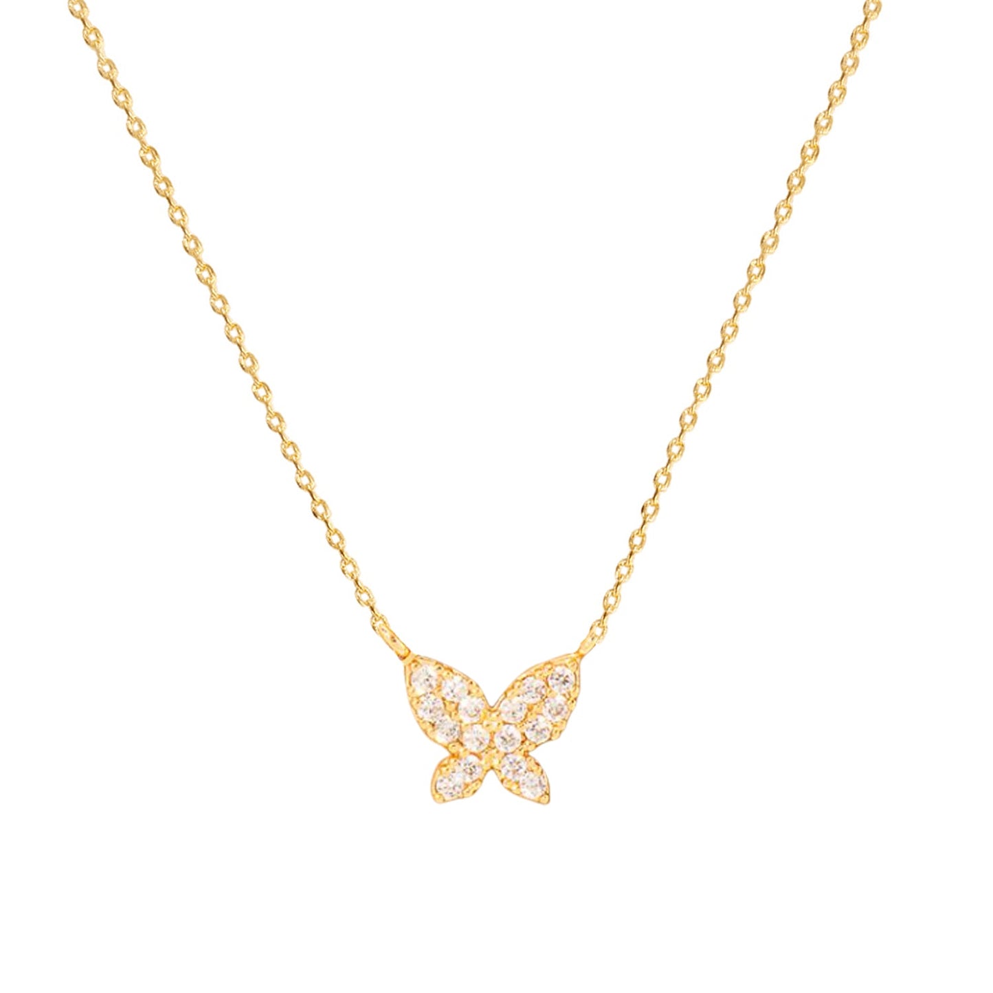 Butterfly CZ Tiny Pendant Necklace