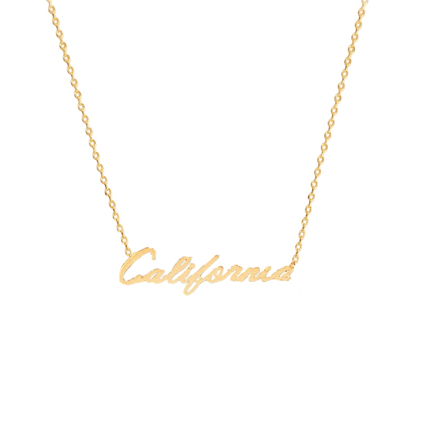 California Cursive Handwritten Letter Pendant Necklace