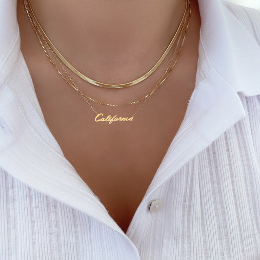 California Cursive Handwritten Letter Pendant Necklace