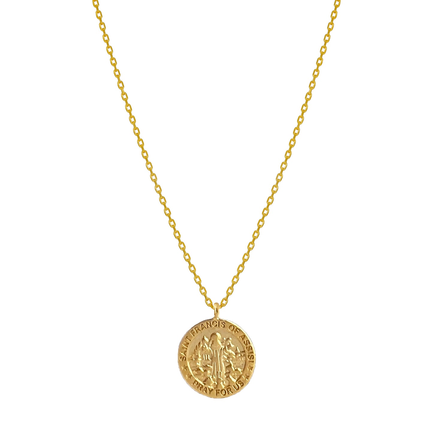 Medallion Pray For Us St Francis Necklace