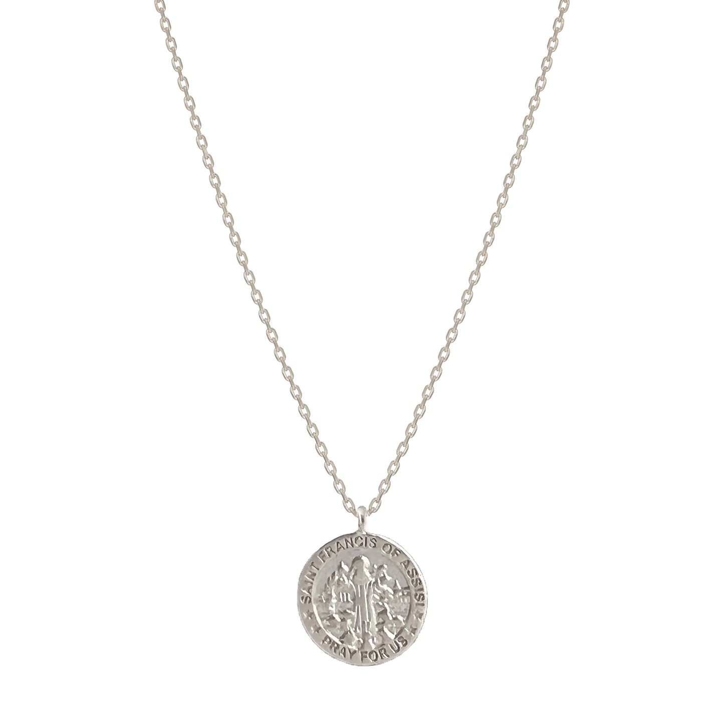 Medallion Pray For Us St Francis Necklace