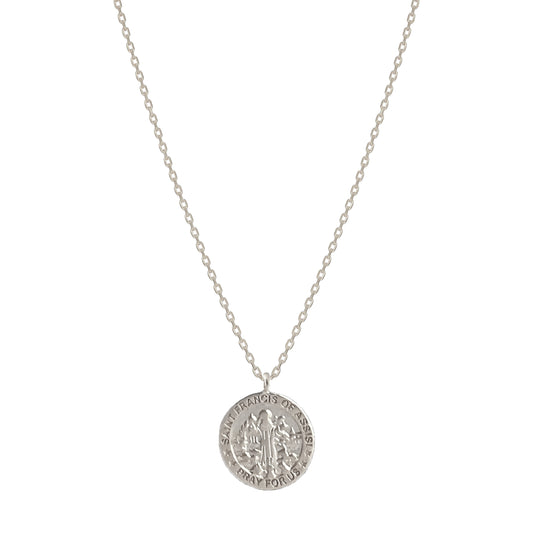 Medallion Pray For Us St Francis Necklace