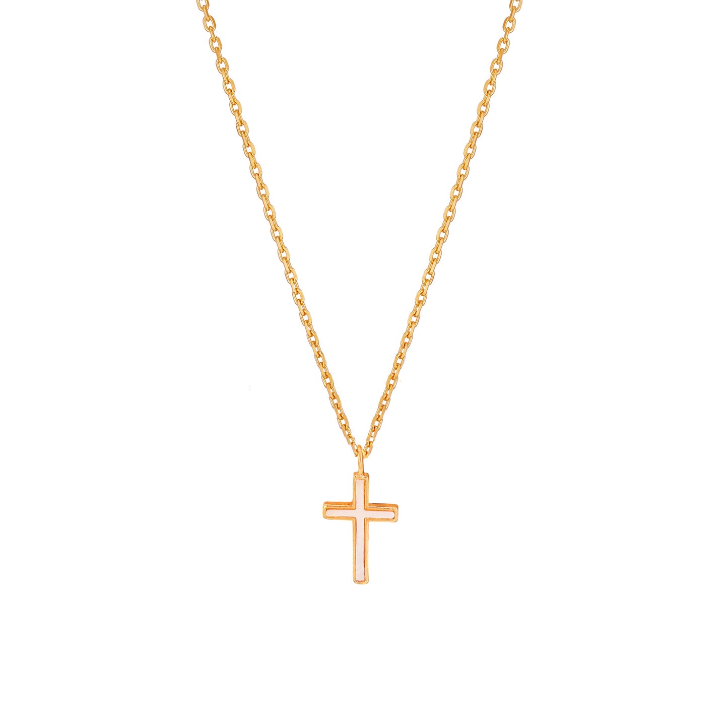 Cross Opal Shell Pendant Necklace
