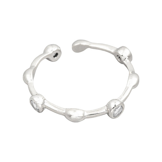 Cubic Zirconia Station Adjustable Ring