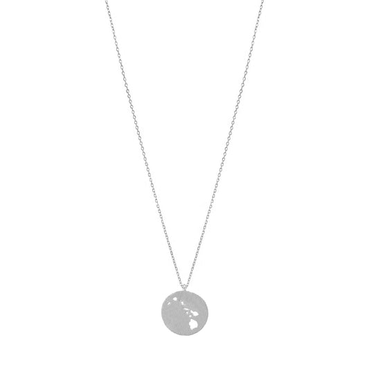 Hawaii Island Map Coin Hollow Necklace