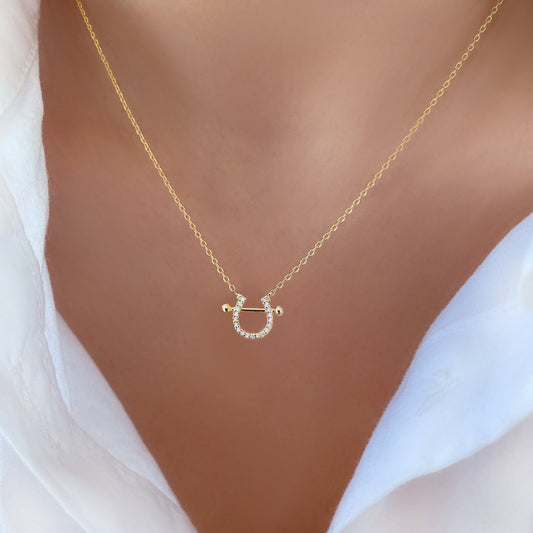 Horseshoe CZ Pendant 925 Necklace