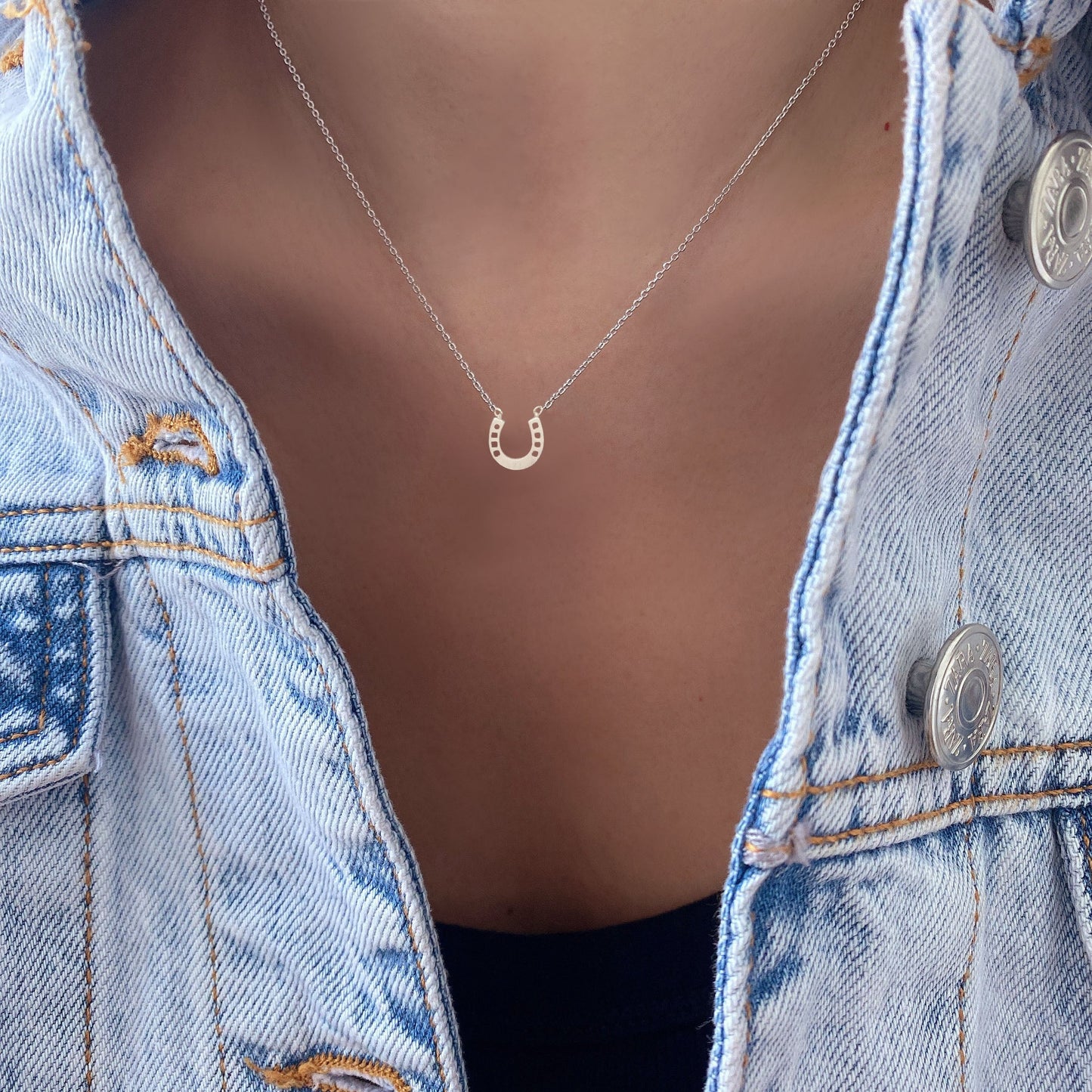 Horseshoe Tiny 4 Punch Pendant Necklace