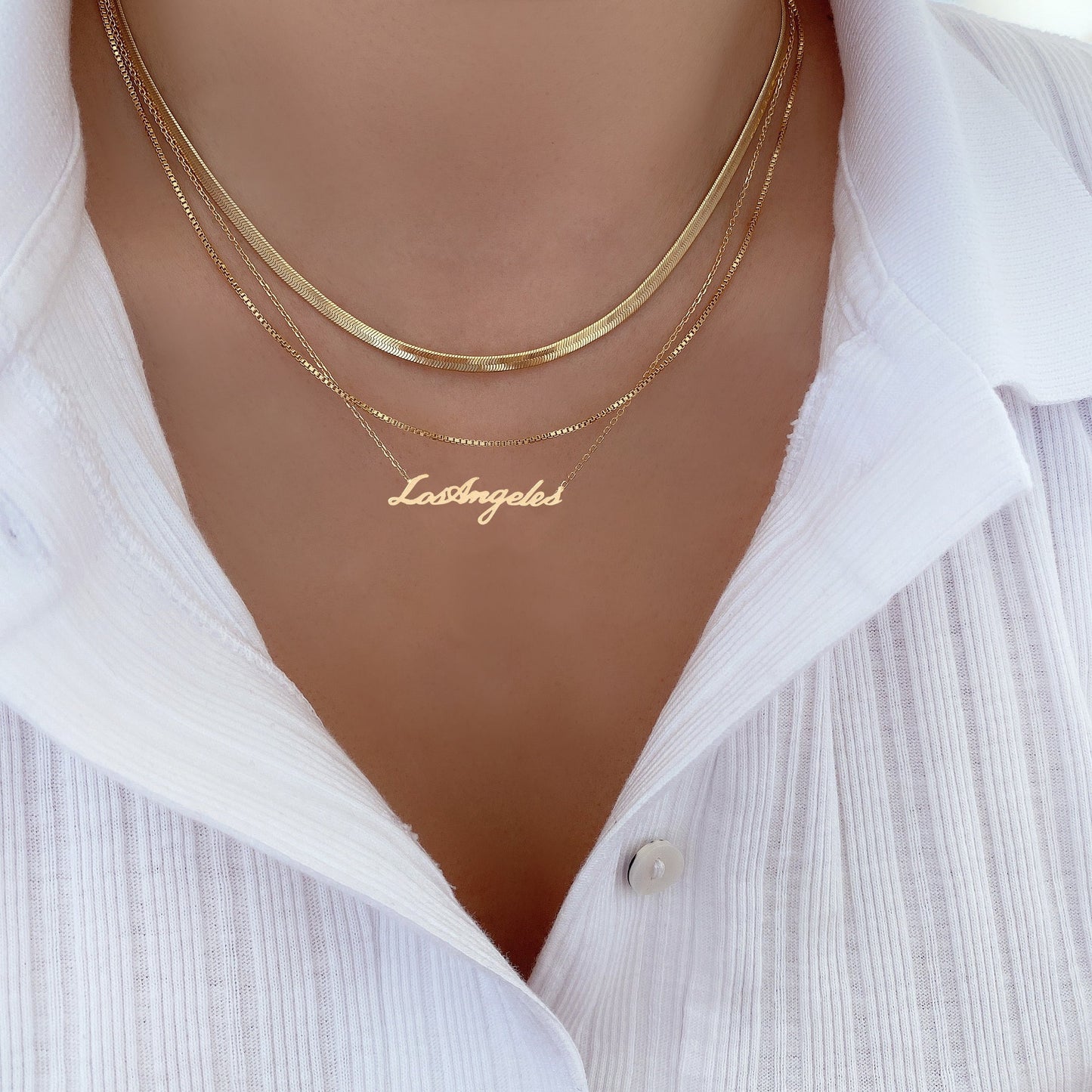 Los Angeles Cursive Handwritten Letter Pendant Necklace