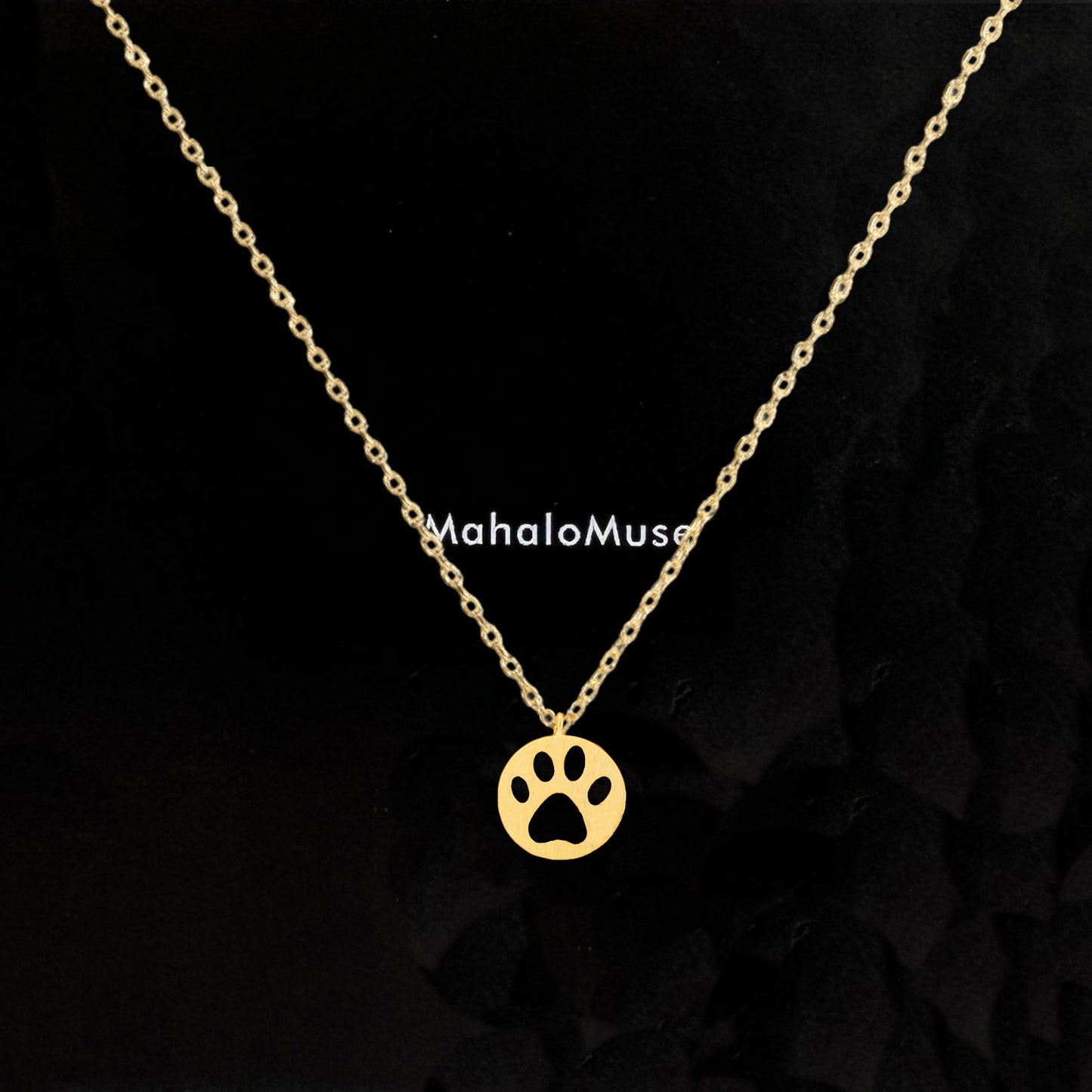 Dog Paw Hollow Coin Necklace