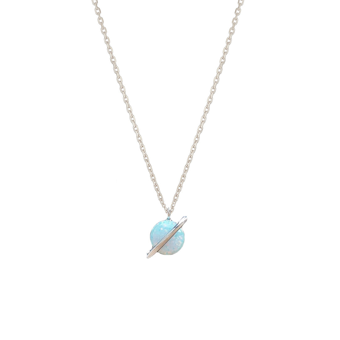 Tiny Opal Stone Necklace Planet Universe
