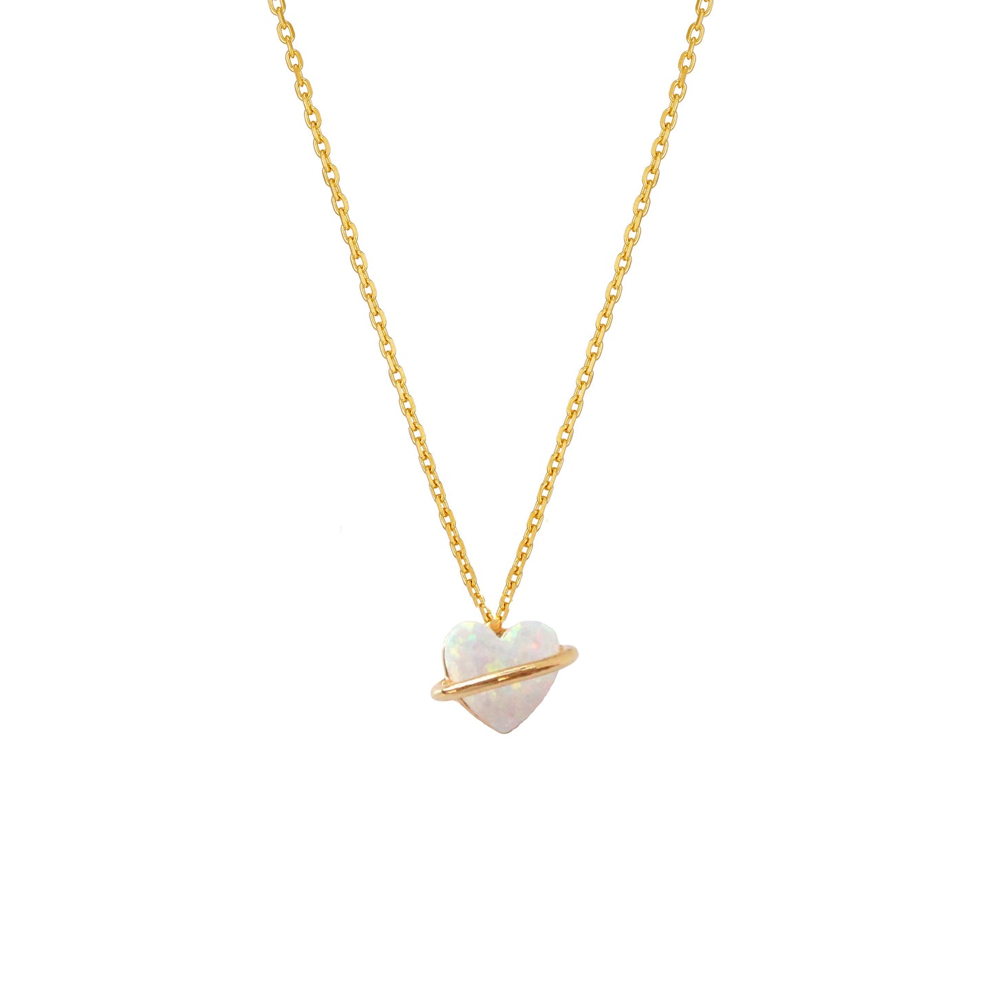 Tiny Opal Stone Heart Belt Necklace