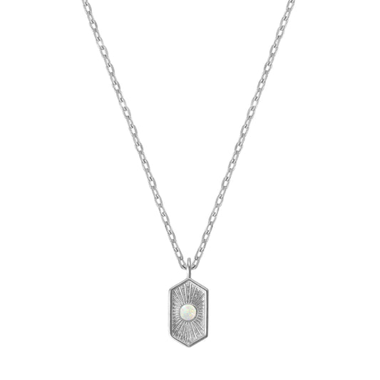 Rectangle Sunshine Burst Opal Stone Necklace