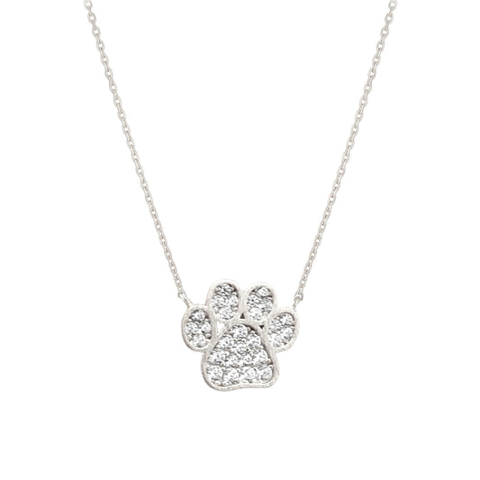 Dog Paw Coin Cubic Zirconia Necklace