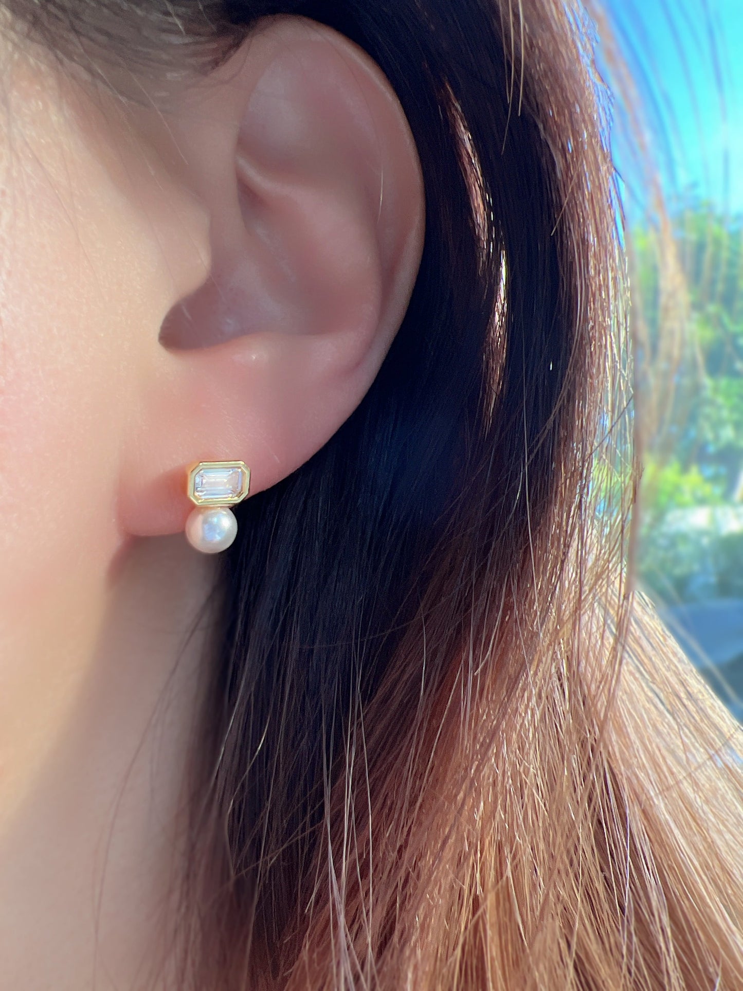 Swarovski Pearl Square Cubic 5mm Stud Earrings