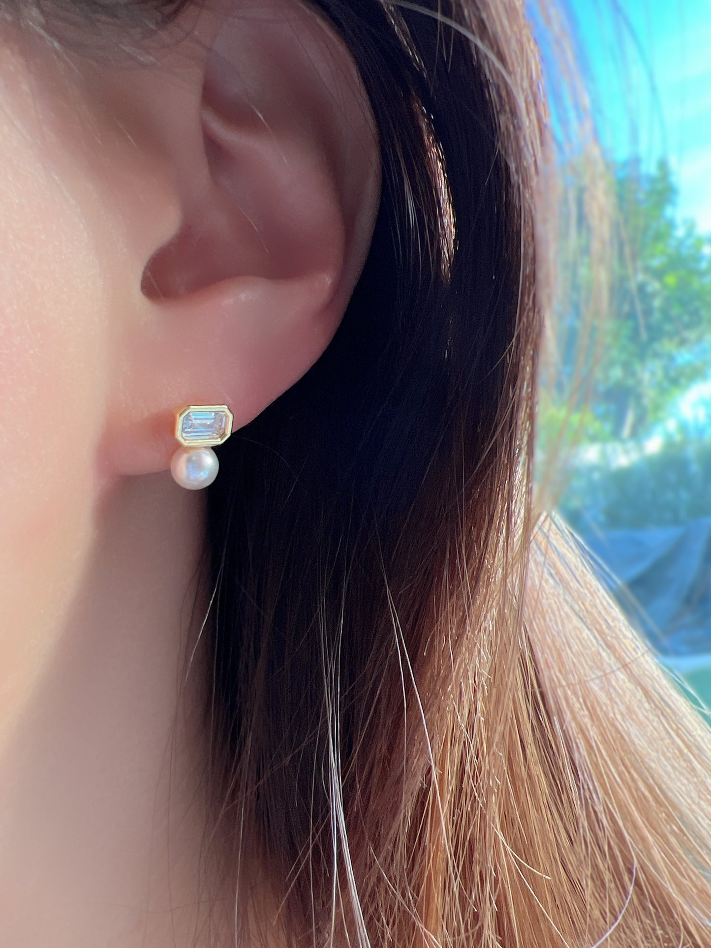 Swarovski Pearl Square Cubic 5mm Stud Earrings