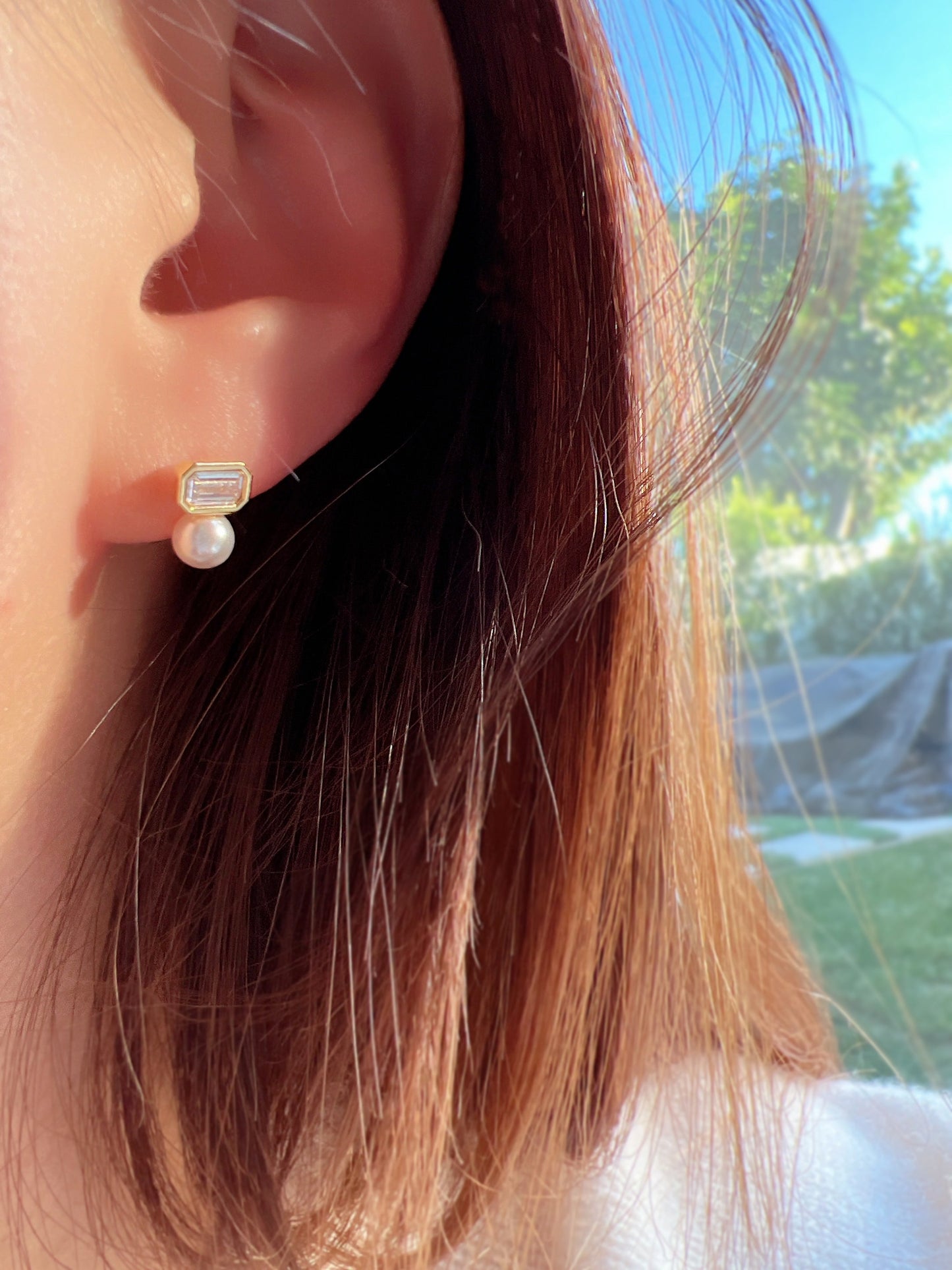 Swarovski Pearl Square Cubic 5mm Stud Earrings