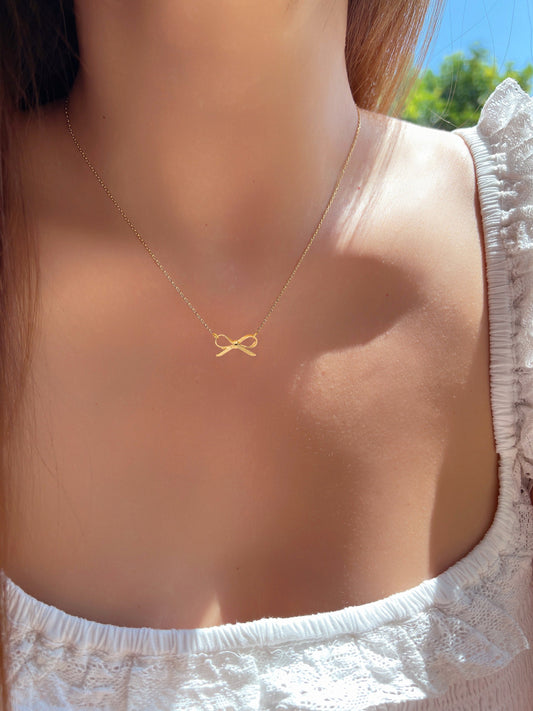 Bow Tie Ribbon Pendant Charm Necklace