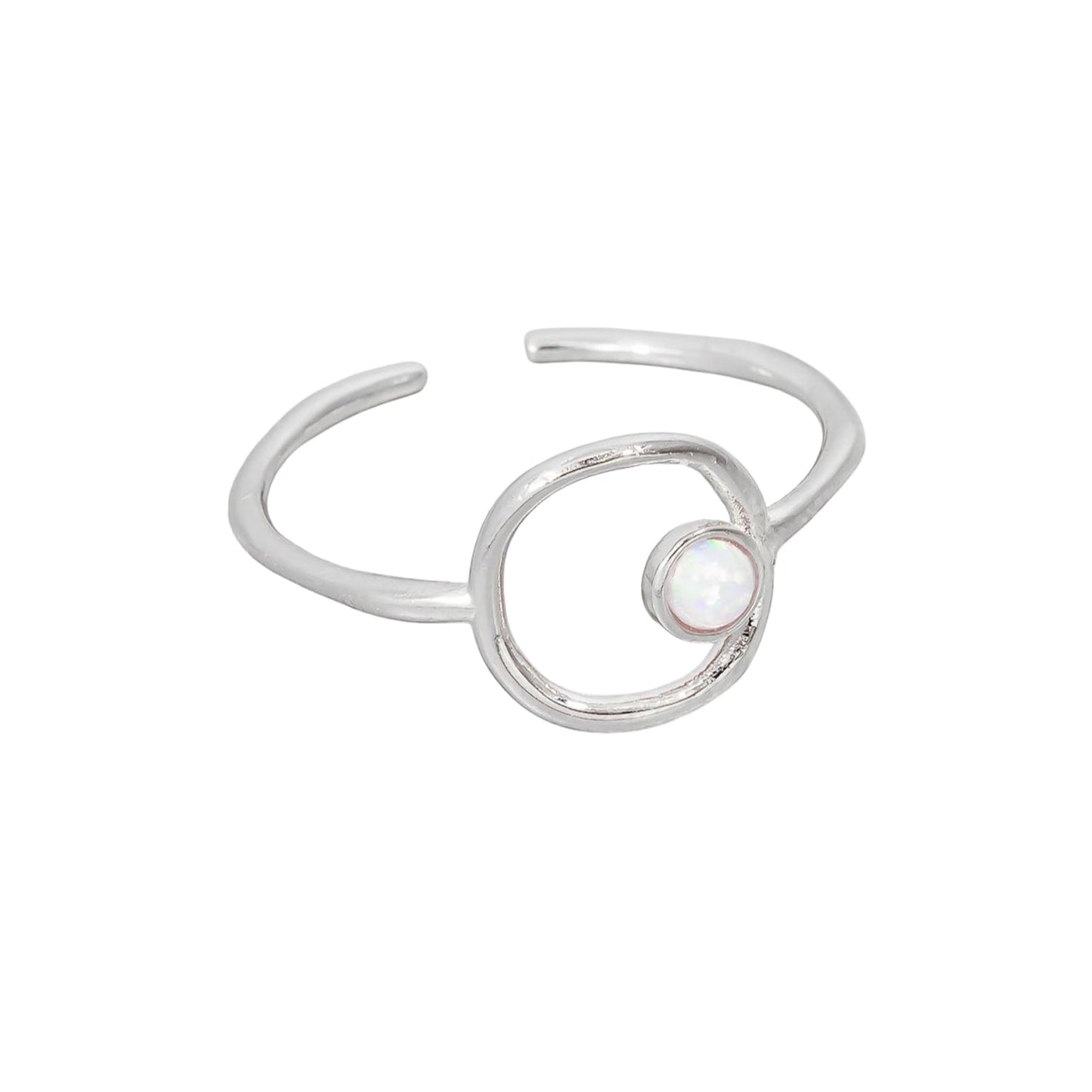 Round Circle Opal Shell Stud Stone Ring
