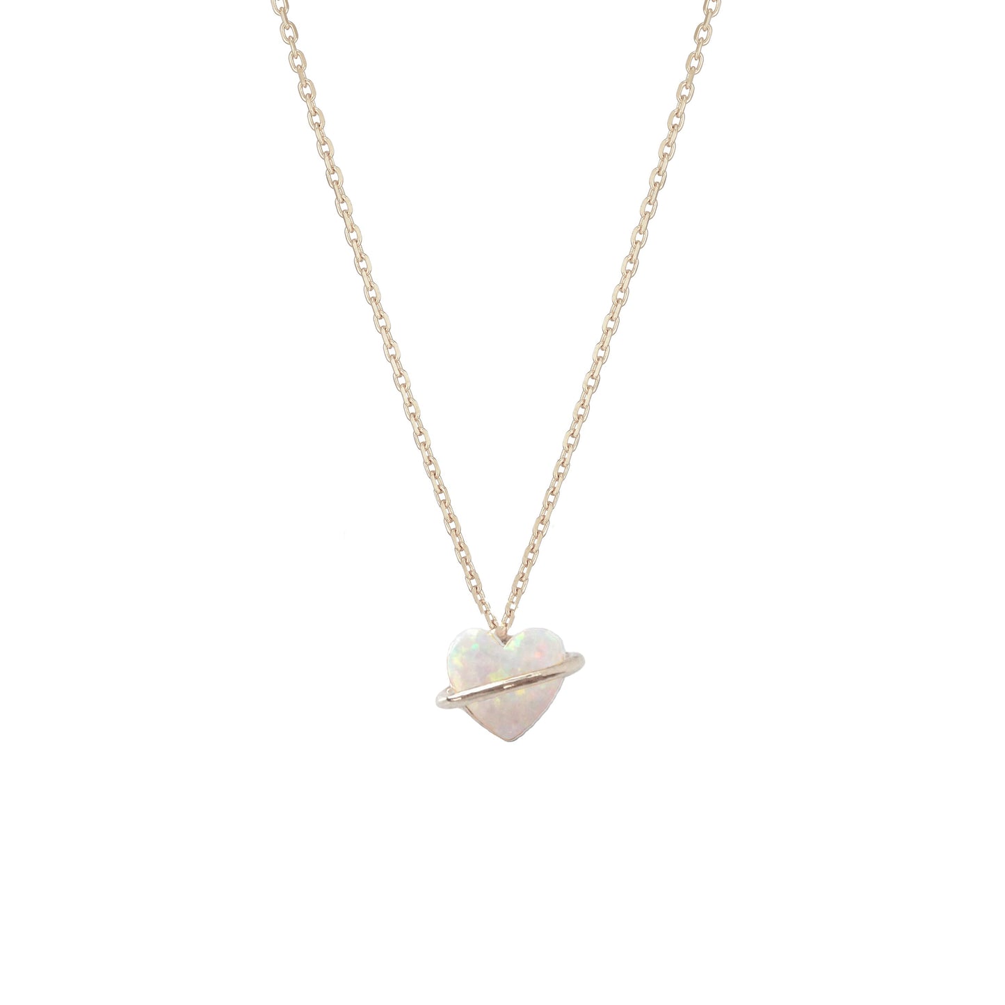 Tiny Opal Stone Heart Belt Necklace